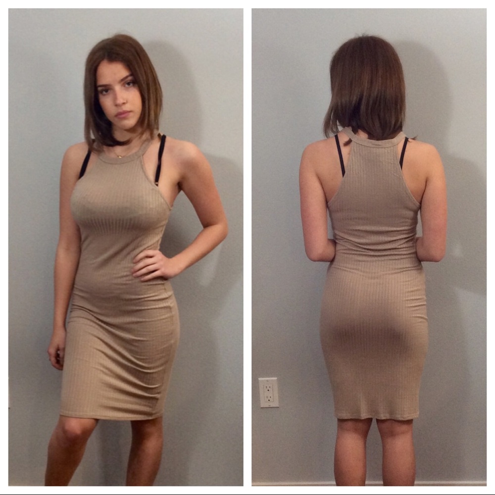 May Pink tan dress, size S